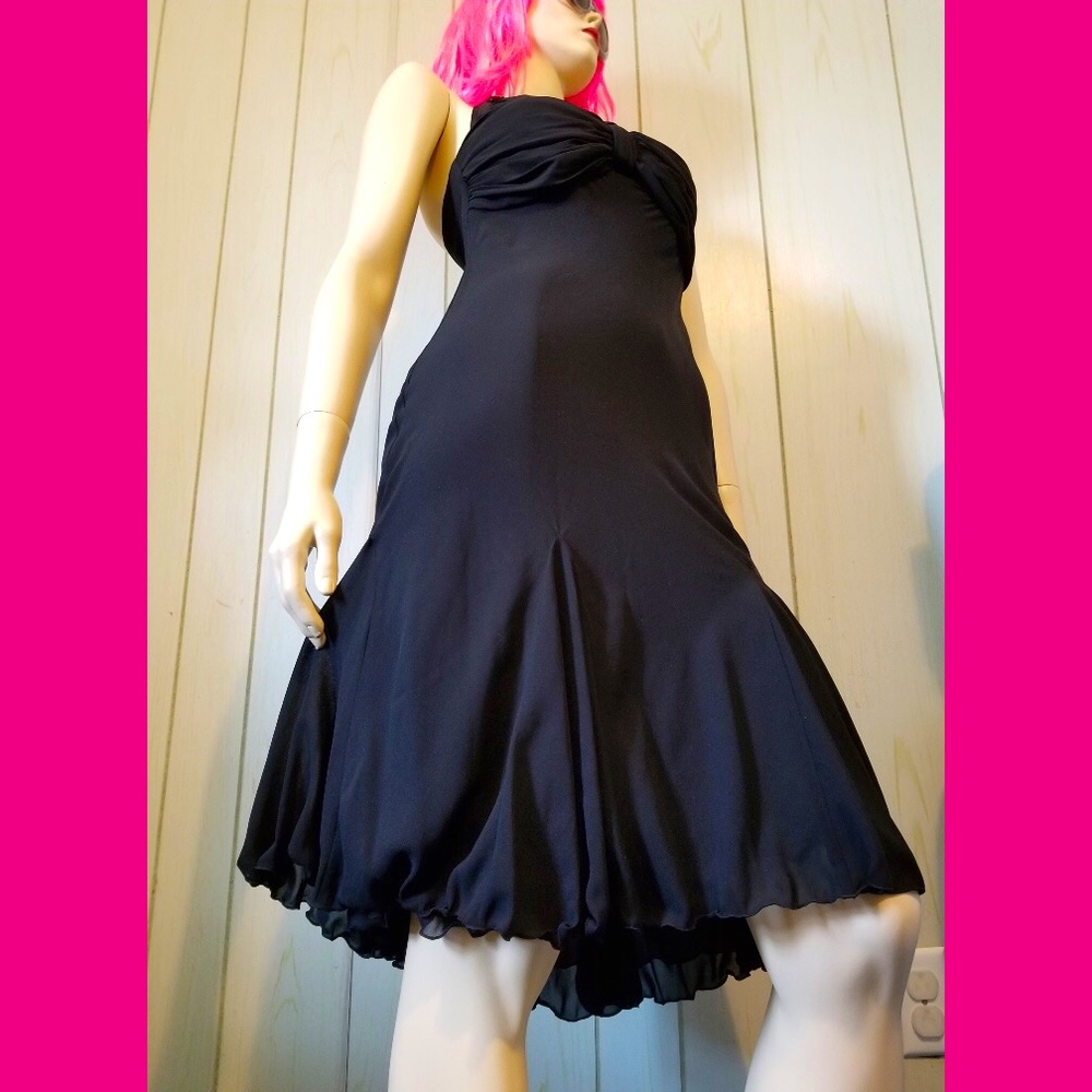 VTG 90s Sexy Black Fit & Flare Babydoll Party Dress